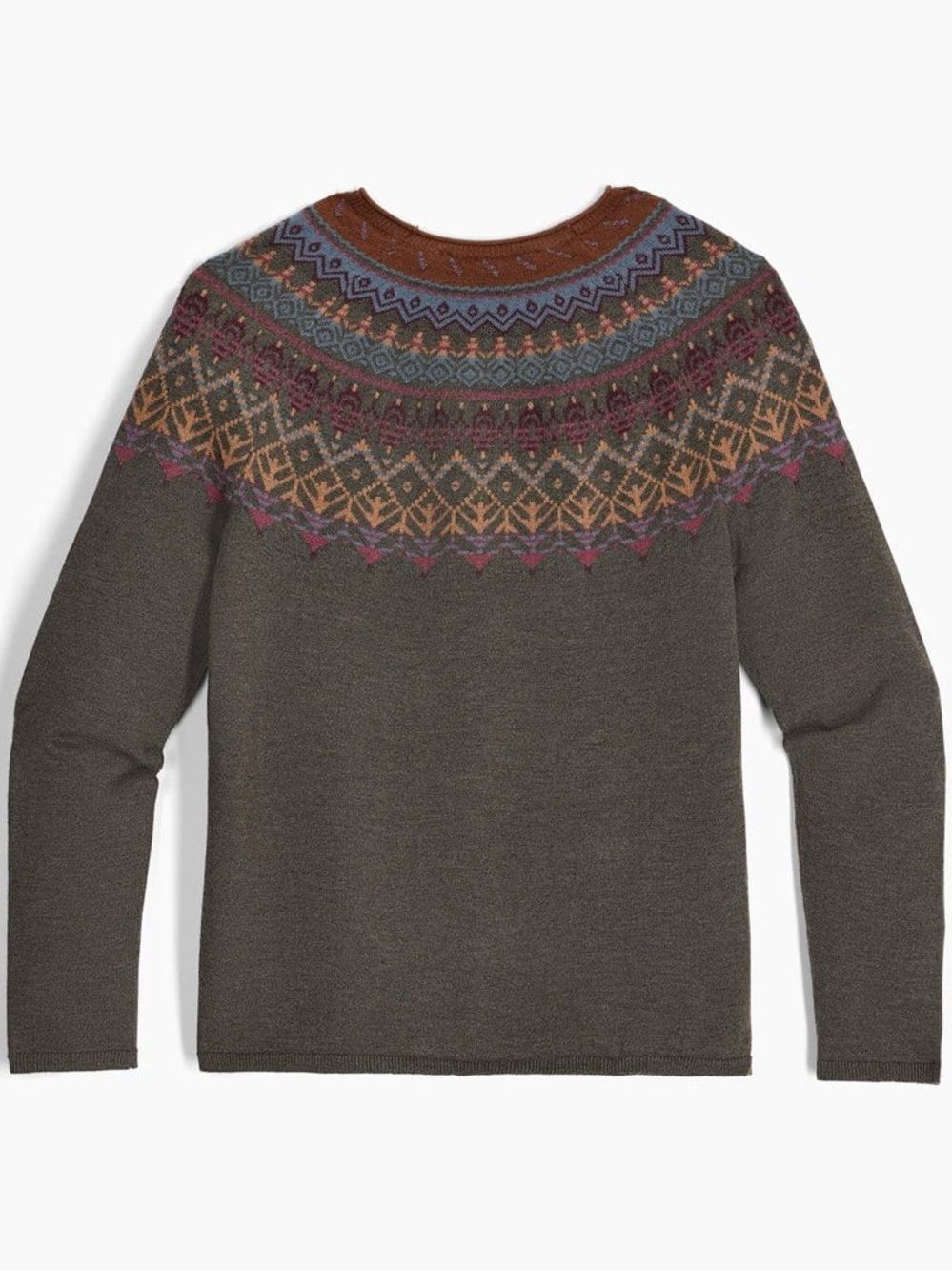 Royal Robbins Westlands Fairisle Olive Green Wool Knit Crewneck Sweater Medium